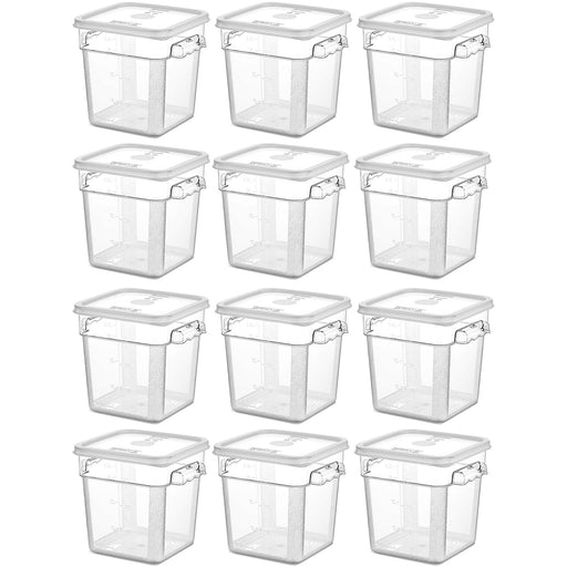 Pack of 12 Food storage Container with lid 3.8 litre 201x189x187mm Polypropylene |  GSPP4+GSPPL2 Makfry
