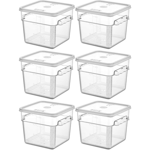 Pack of 12 Food storage Container with lid 5.7 litre 242x232x191mm Polypropylene |  GSPP6+GSPPL6 Makfry