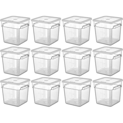 Pack of 12 Food storage Container with lid 7.6 litre 242x232x232mm Polypropylene |  GSPP8+GSPPL6 Makfry