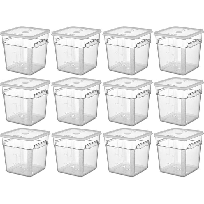 Pack of 12 Food storage Container with lid 7.6 litre 242x232x232mm Polypropylene |  GSPP8+GSPPL6 Makfry