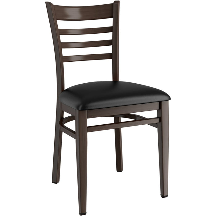 Walnut Wood Chair with Black Vinyl Cushion Seat |  GSW0005BLACKCUSHION