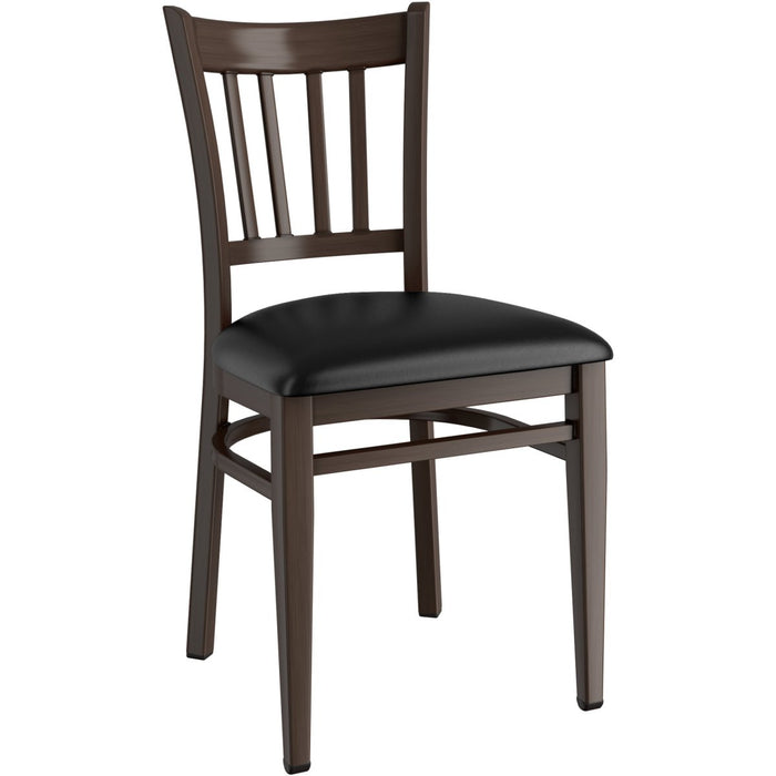 Walnut Wood Chair with Black Vinyl Cushion Seat |  GSW0008BLACKCUSHION