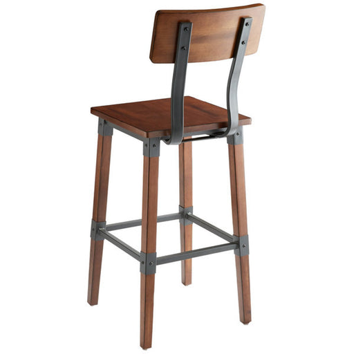 Rustic Style Barstool with Backrest Antique Walnut |  GSW0236B Makfry
