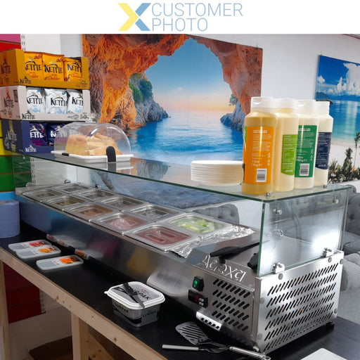 Refrigerated Servery Prep Top 1600mm 7x Gn1/3 Glass Cover | Thv1600/380 Makfry