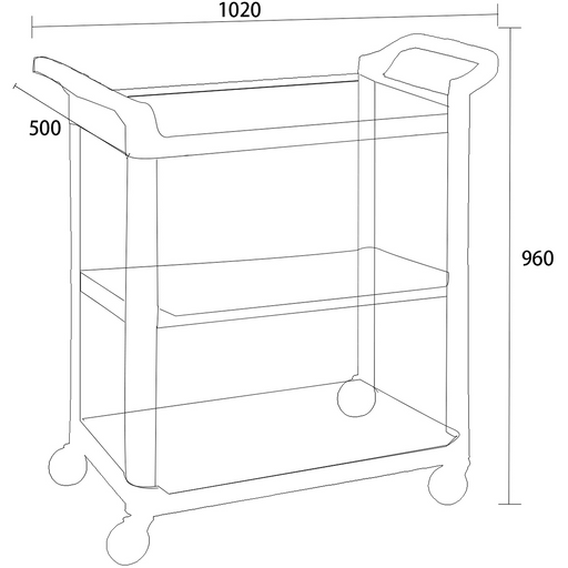 Professional Utility Trolley Multi-purpose 3 tier 1020x500x960mm |  GX032B Makfry