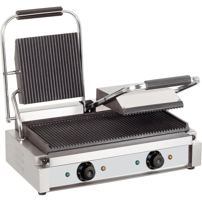 B GRADE Heavy Duty Twin Panini Contact grill 3.6kW Ribbed |  EG03A B GRADE