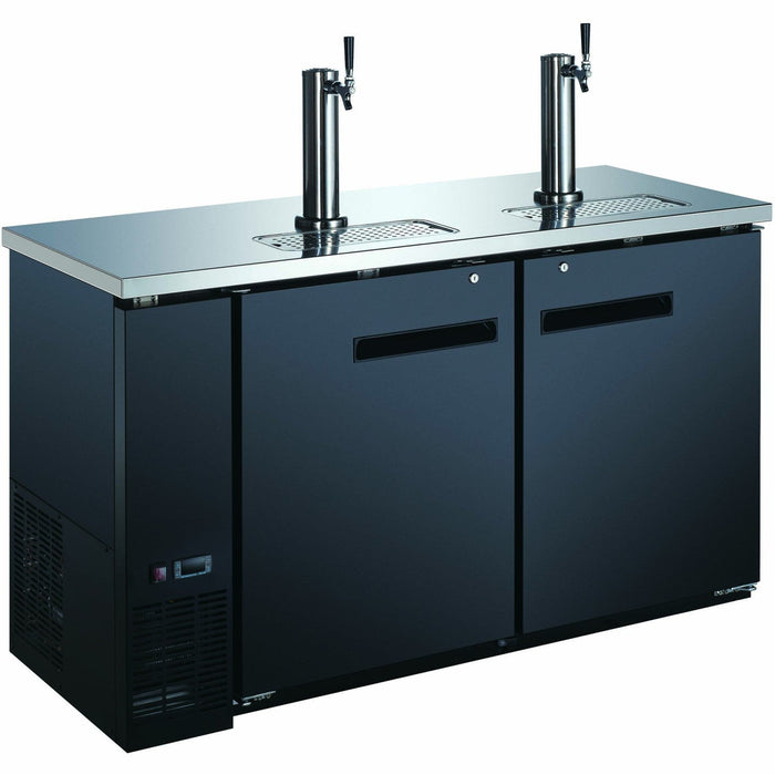 Commercial Direct Draw Beer Dispenser Twin Door Keg Cooler With Double Beer Tap Black | Gxx202 Makfry