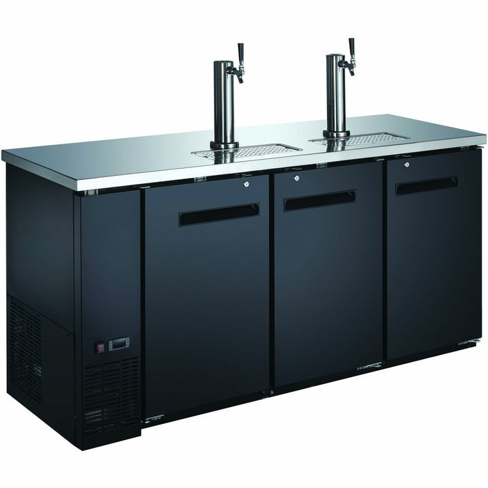 Commercial Direct Draw Beer Dispenser Triple Door Keg Cooler With Double Beer Tap Black | Gxx203 Makfry