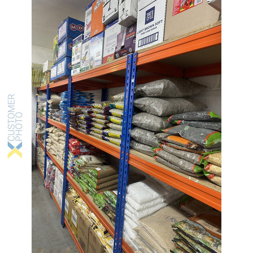 Industrial Shelving Unit Heavy duty 1200x450x1800mm 4 shelves 500 kg/shelf Powder coated steel |  H12045 Makfry