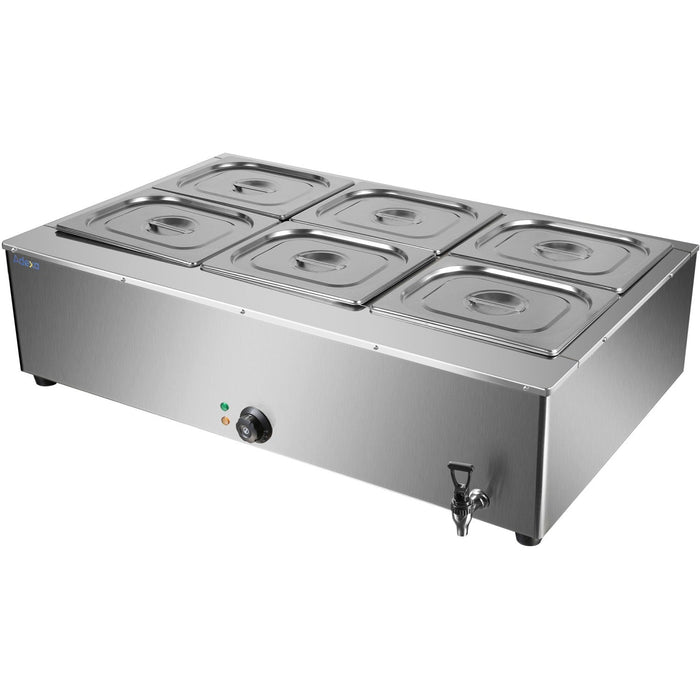 Commercial Electric Bain Marie 6x Gn1/2 3000 W Countertop 1080x750x275mm | Hb1080 Makfry