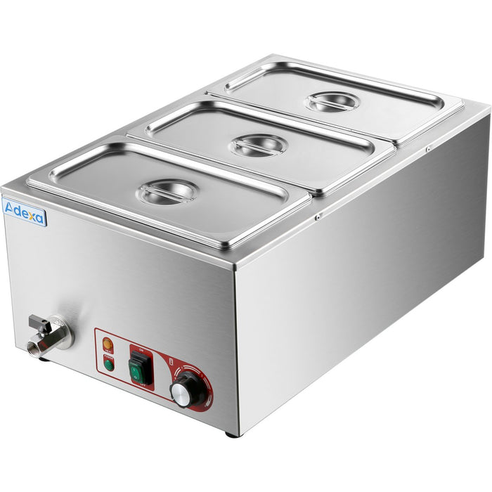 Commercial Bain Marie with Drain Tap 3xGN1/3 Including 3 containers with lid |  HB3