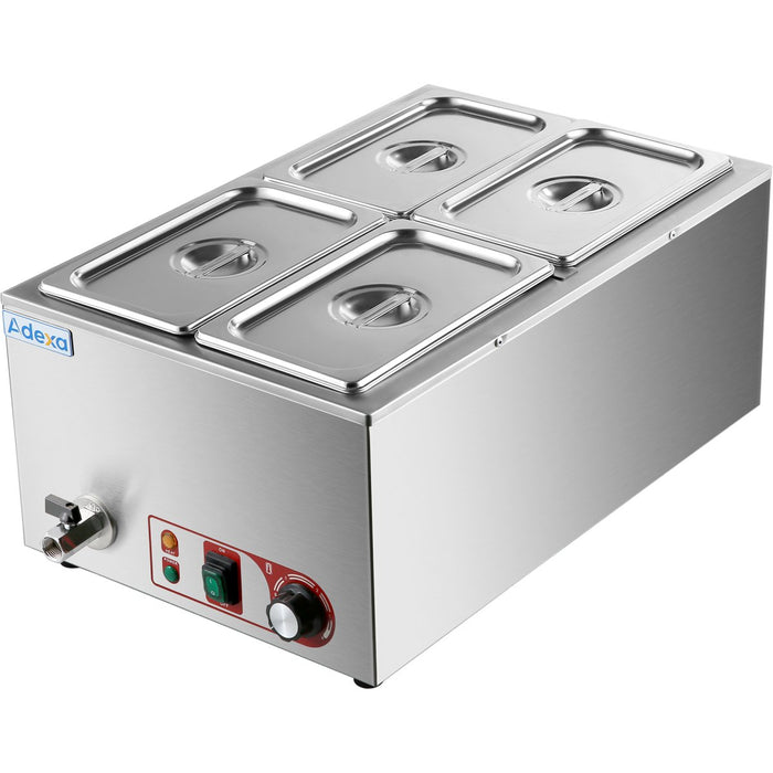 Commercial Bain Marie with Drain Tap 4xGN1/4 Including 4 containers with lid |  HB4