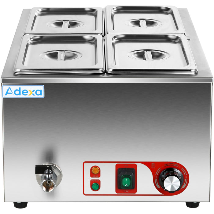 Commercial Bain Marie with Drain Tap 4xGN1/4 Including 4 containers |  HB4V