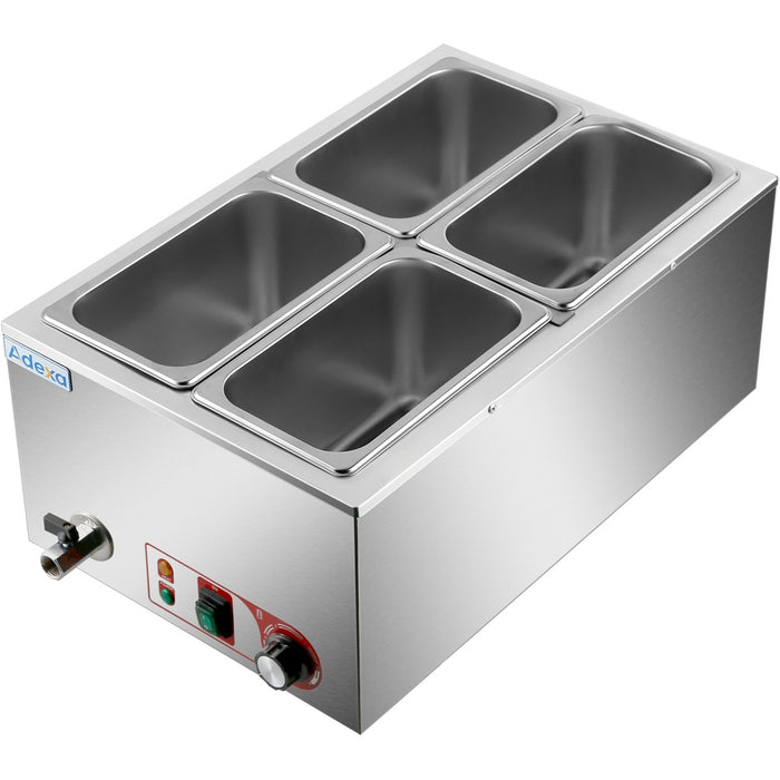 Commercial Bain Marie with Drain Tap 4xGN1/4 Including 4 containers with lid |  HB4