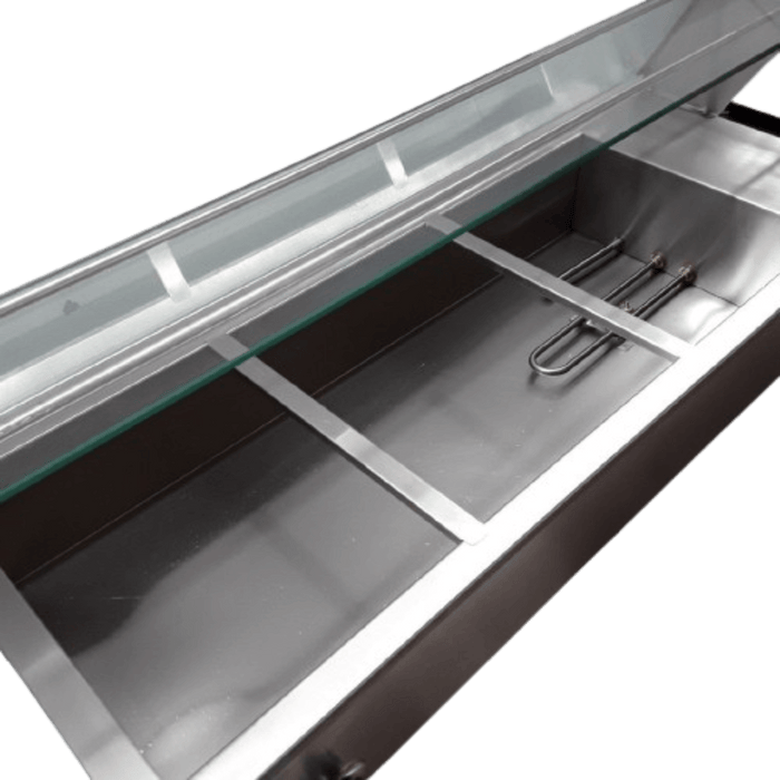 Electric Table Top Bain Marie - 3x1/2 Wet Gastro Pans - Glass Display - 95x36x34 cm