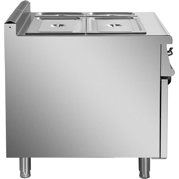 Commercial Electric Bain Marie with Cabinet 2xGN1/1 + 2xGN1/3 6kW 900mm Depth |  HEB909A