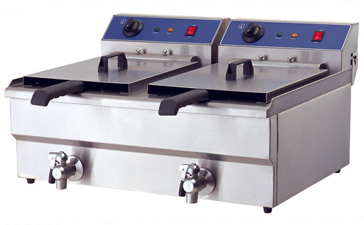 Infernus Countertop Electric Twin Tank Fryer With Tap- 2 x 10L Canmac Catering Equipment