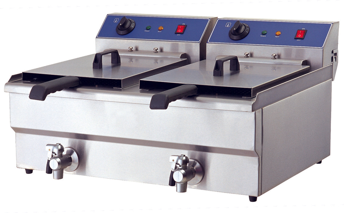 Infernus Countertop Electric Single Tank Fryer With Tap - 2 x 16L