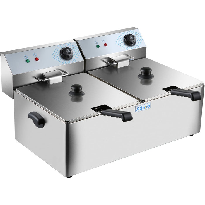 Commercial Fryer Double Electric 2x11 litre 7kW Countertop |  HEF11L2