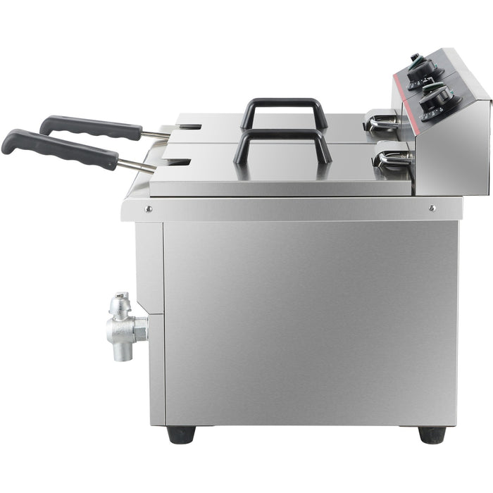 B GRADE Commercial Fryer Double Electric 2x12 litre 6.5kW Countertop |  HEF12L2 B GRADE