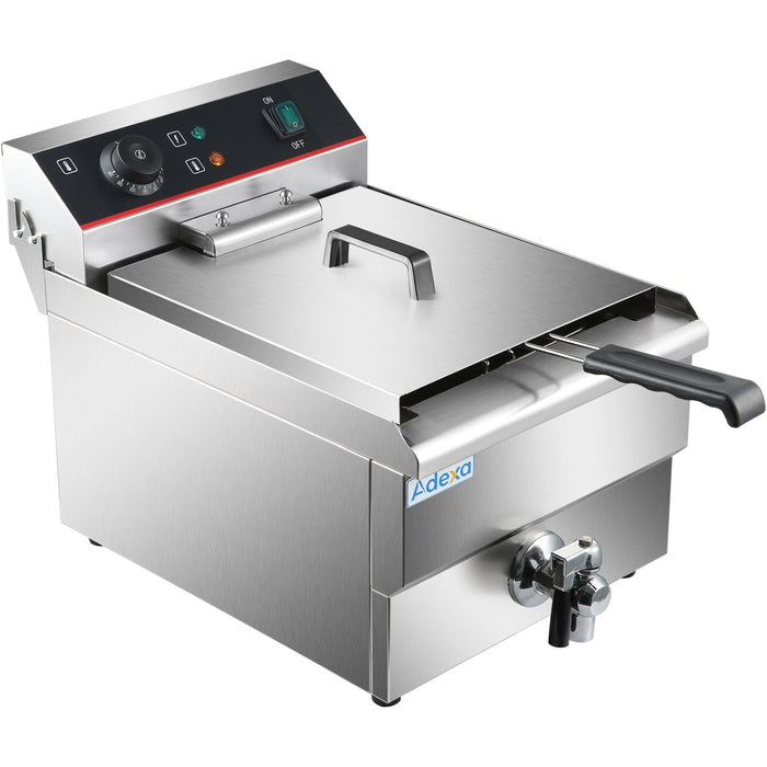 Commercial Fryer Single Electric 16 litre 5kW Countertop Drainage tap |  HEF161V