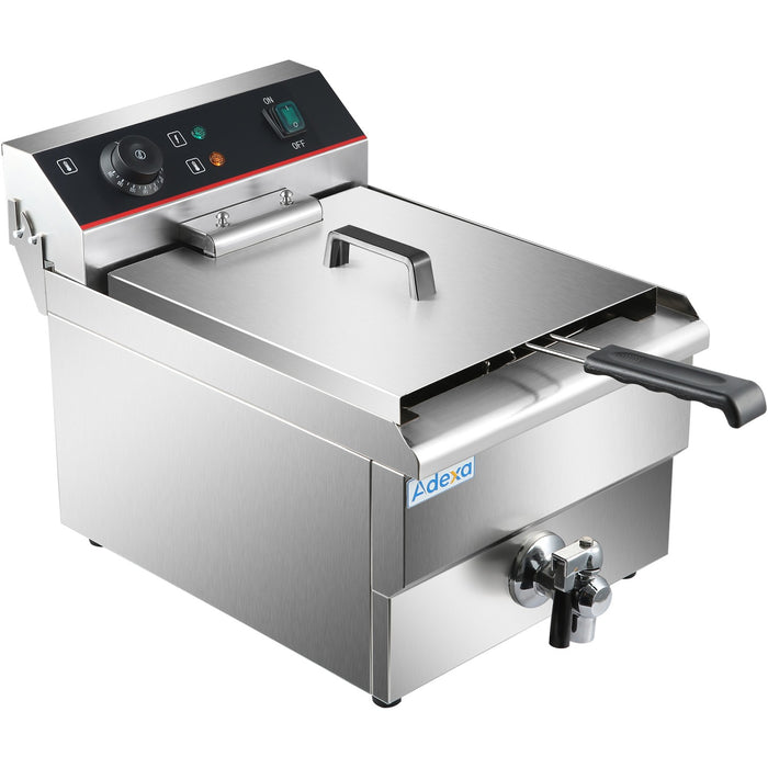 Commercial Fryer Single Electric 13 litre 3kW Countertop Drainage tap |  HEF131V