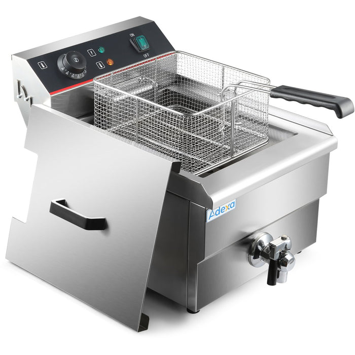 Commercial Fryer Single Electric 16 litre 5kW Countertop Drainage tap |  HEF161V