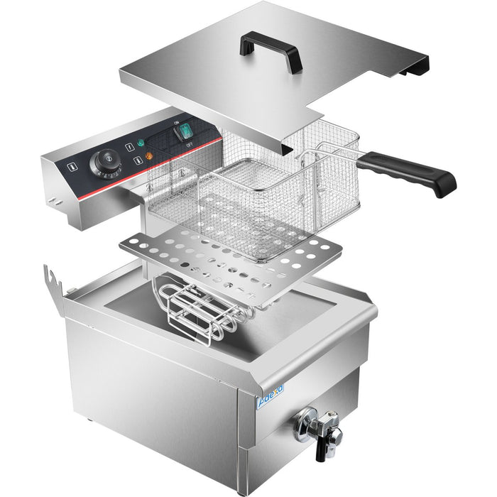 Commercial Fryer Single Electric 16 litre 5kW Countertop Drainage tap |  HEF161V