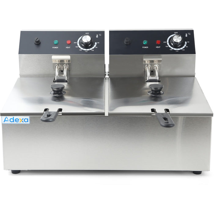 Commercial Fryer Double Electric 2x10 litre 5kW Countertop |  HEF82