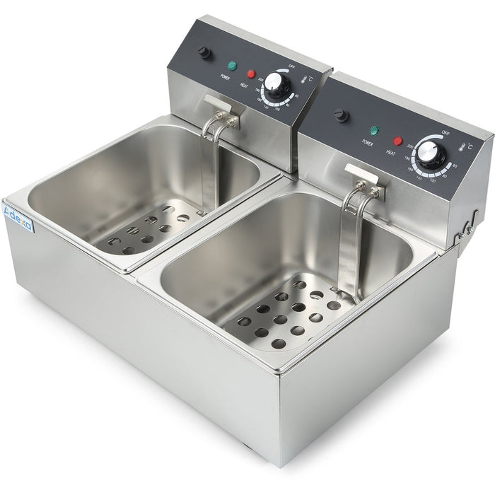 Commercial Fryer Double Electric 2x6 litre 5kW Countertop |  HEF82A