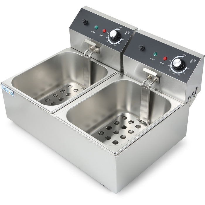 Commercial Fryer Double Electric 2x10 litre 5kW Countertop |  HEF82