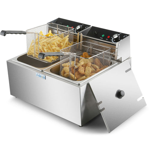 Commercial Fryer Double Electric 2x8 litre 5.6kW Countertop |  HEF89 Makfry