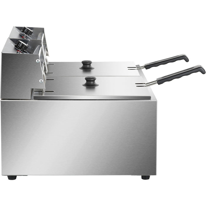 Commercial Fryer Double Electric 2x8 litre 5.6kW Countertop |  HEF89 Makfry