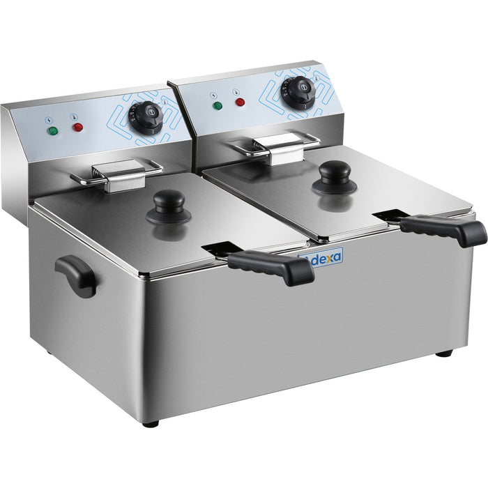 Commercial Fryer Double Electric 2 x 8 litre 6.5kW Countertop |  HEF8L2