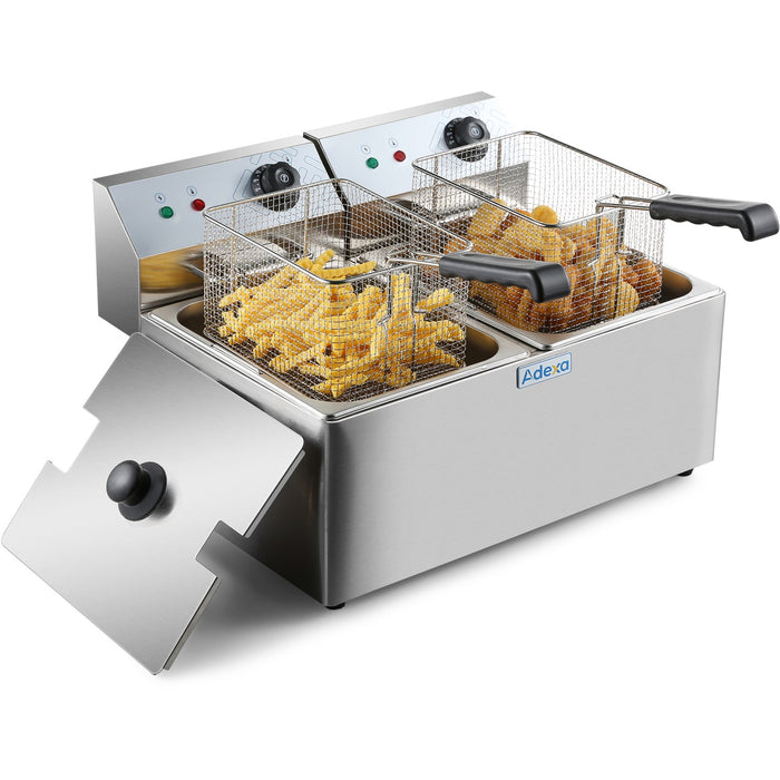 Commercial Fryer Double Electric 2 x 8 litre 6.5kW Countertop |  HEF8L2