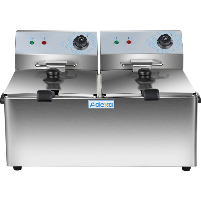 Commercial Fryer Double Electric 2 x 8 litre 6.5kW Countertop |  HEF8L2