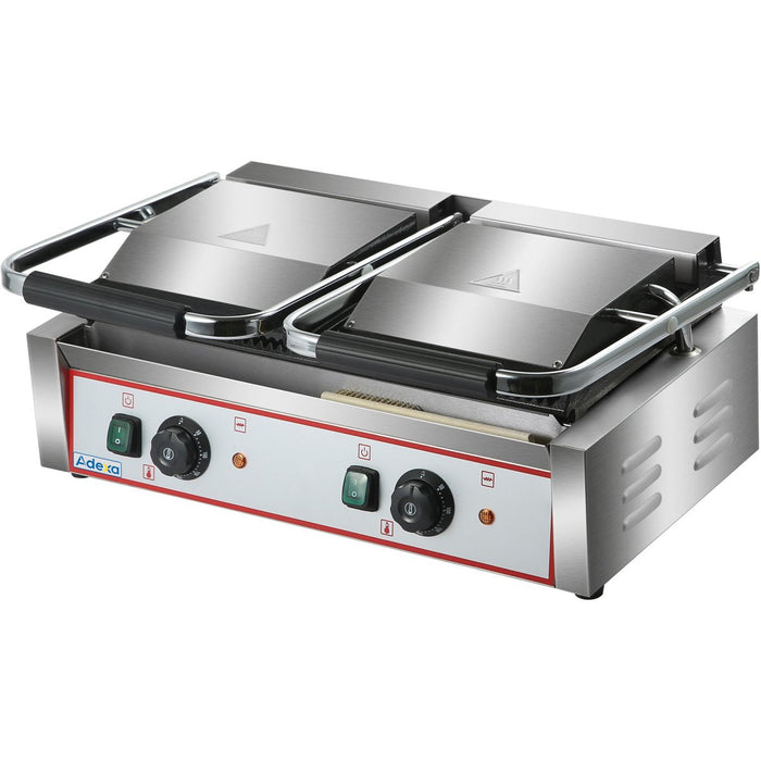 Heavy Duty Twin Panini Contact Grill Ribbed 3.6k W Dual Zone | Heg813 Makfry