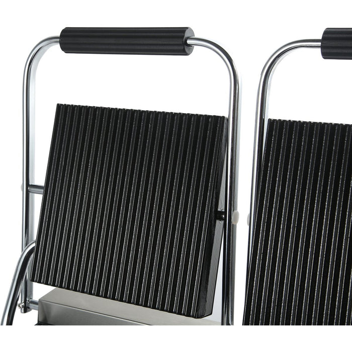 Heavy Duty Twin Panini Contact Grill Ribbed 3.6k W Dual Zone | Heg813 Makfry