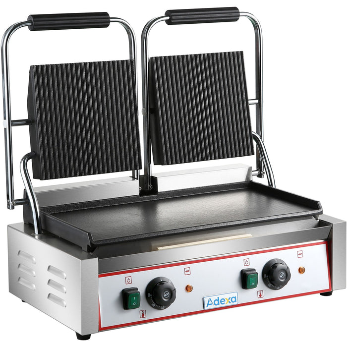 B GRADE Heavy Duty Twin Panini Contact grill  Ribbed/Smooth 3.6kW Dual Zone |  HEG813A B GRADE