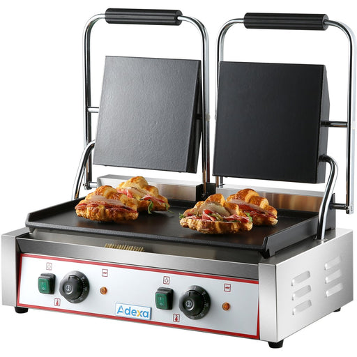 Heavy Duty Twin Panini Contact Grill Smooth 3.6k W Dual Zone | Heg813 B Makfry