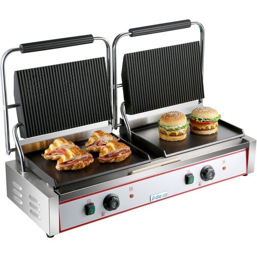 Heavy Duty Twin Xl Panini Contact Grill Ribbed/Smooth 4.4k W Dual Zone | Heg813 Ea Makfry