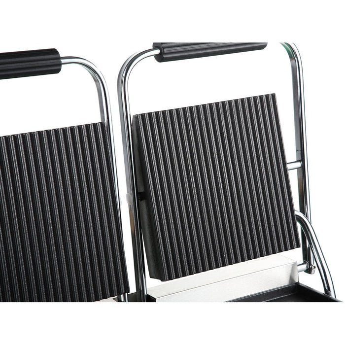 Heavy Duty Twin Xl Panini Contact Grill Ribbed/Smooth 4.4k W Dual Zone | Heg813 Ea Makfry