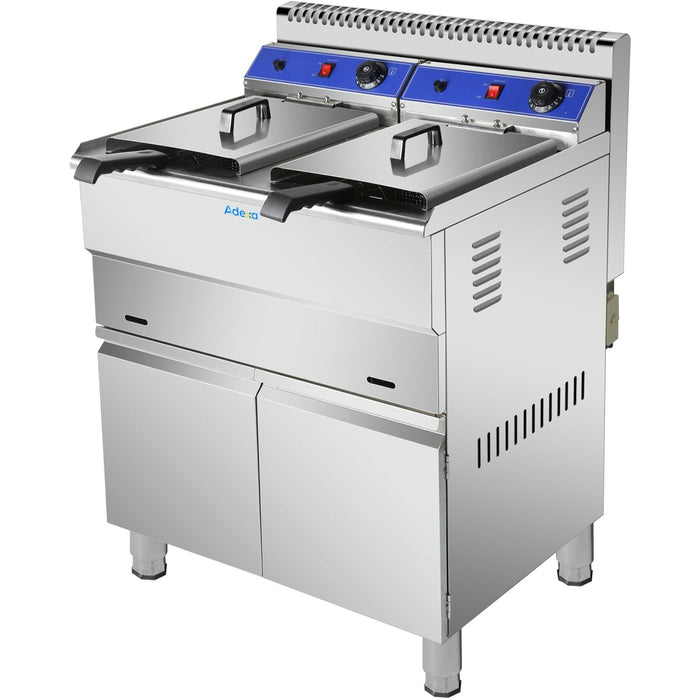 Professional Twin Basket Free Standing Gas Fryer Twin Tank 36 Litres| Hgf182 C Makfry