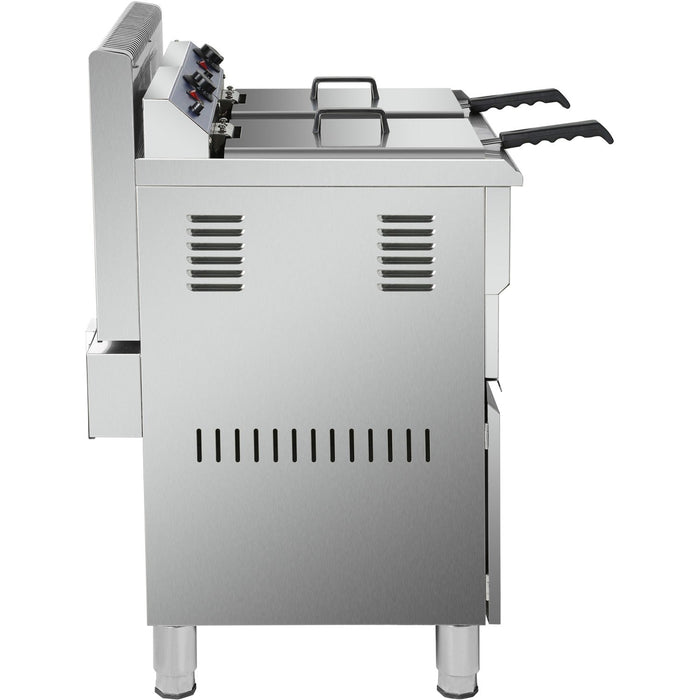 Professional Twin Basket Free Standing Gas Fryer Twin Tank 36 Litres| Hgf182 C Makfry