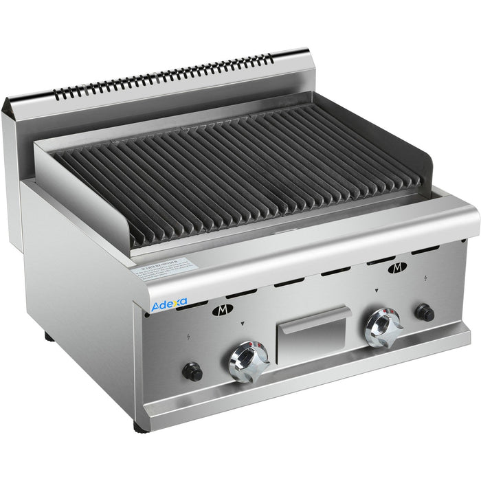 Commercial Gas Lava Rock Grill 2 Zones Countertop | Hgl607 Makfry