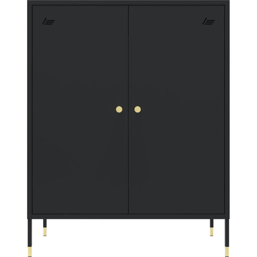 Metal Storage Cabinet 2 Doors & 2 Shelves 800x400x1015mm Black |  HMA09 Makfry