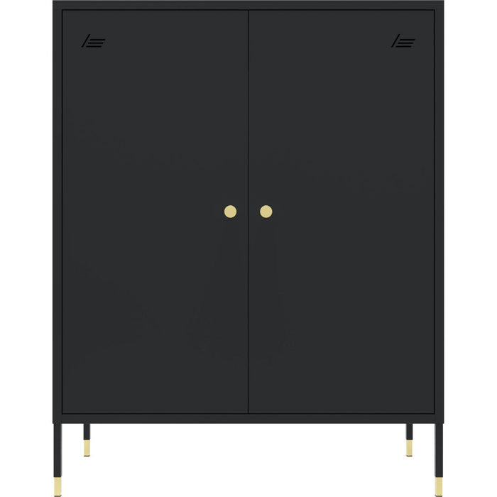 Metal Storage Cabinet 2 Doors & 2 Shelves 800x400x1015mm Black |  HMA09 Makfry