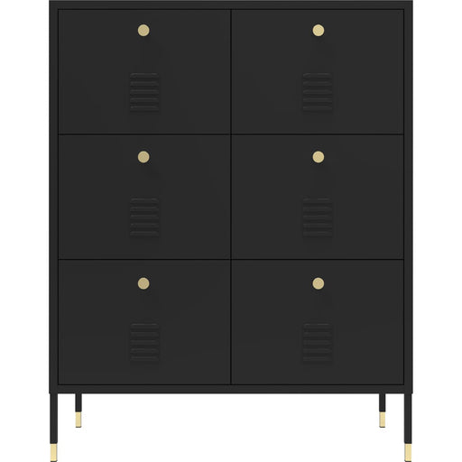 Metal Storage Cabinet 6 Drawers 800x400x1015mm Black |  HMA13 Makfry