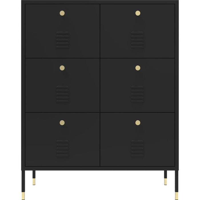 Metal Storage Cabinet 6 Drawers 800x400x1015mm Black |  HMA13 Makfry