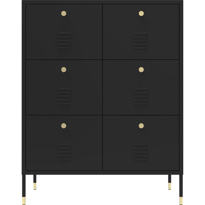 B GRADE Metal Storage Cabinet 6 Drawers 800x400x1015mm Black |  HMA13 B GRADE